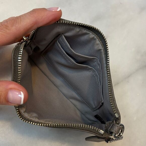 Coach Saffiano Leather Metallic Silver Star-Pattern Wristlet - Picture 11 of 16